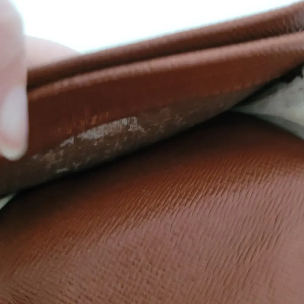Louis Vuitton LV Micro Brown Folding Monogram Leather Card Wallet Small Authenti